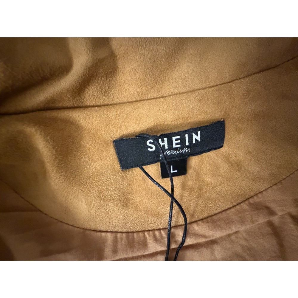 SHEIN Faux Leather Fringe Moto Jacket L/XL Western Grunge Cowgirl Festival Crop - Picture 8 of 12